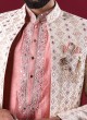 Raw Silk Jacket Style Indowestern In Cream Color